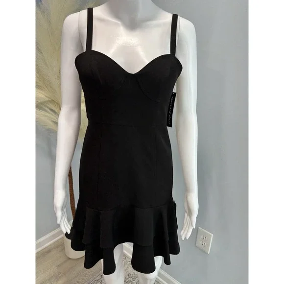 Clover & Sloane Black Fit & Flare Mini Dress Spaghetti Strap Women's Small NWT - Picture 2 of 12